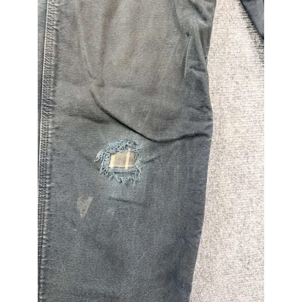 Carhartt B111-BLK Flannel Lined Black Duck Canvas Work Pants 30x34 Distress Men